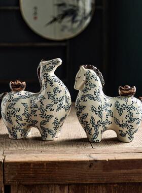 马上钱摆有件办博公室客装饰品新中式厅ltao1010古架乔迁开业礼品