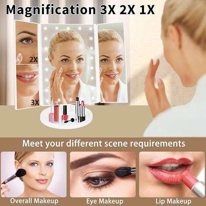 led三折化妆镜折叠桌面网红梳妆台式化妆镜女补妆镜化妆镜22灯珠,电子元器件市场,其它元器件,淘宝优惠券,粉丝福利购,淘宝优惠卷