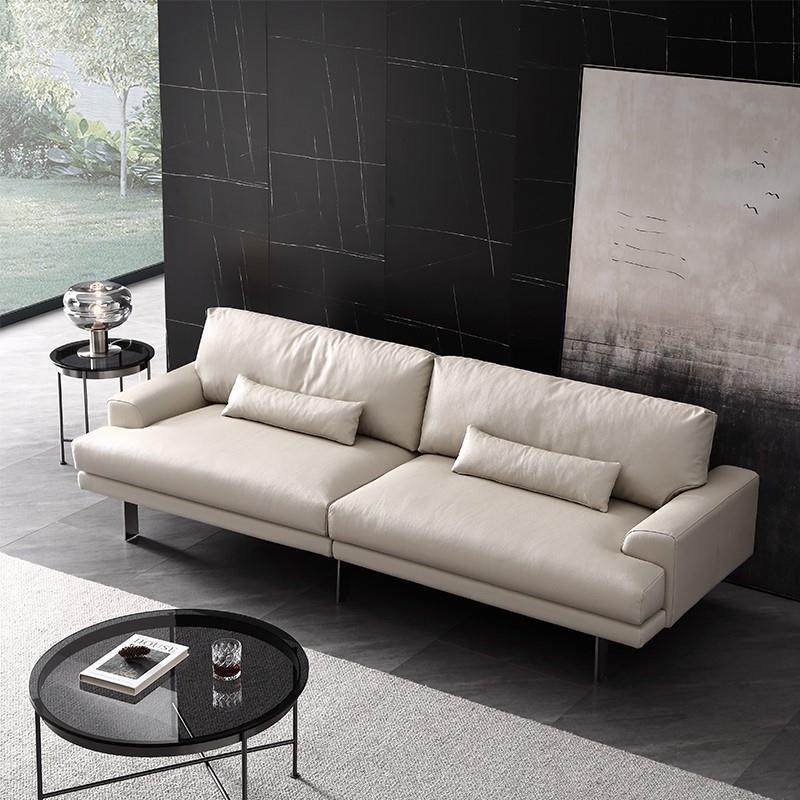 意式极简真皮沙发现代简约客厅小户型轻奢直排三四人位猫抓皮沙发