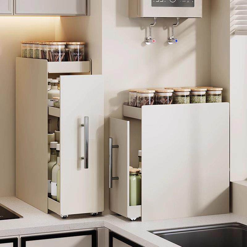 新款抽拉式调味调料品置物架子多功能多层收纳盒厨房台面用品窄边