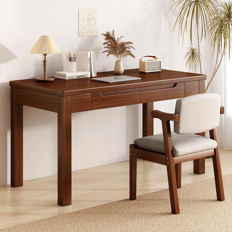 实木电脑桌台式带抽屉卧室办公桌子工作台实木书桌家用学生学习桌