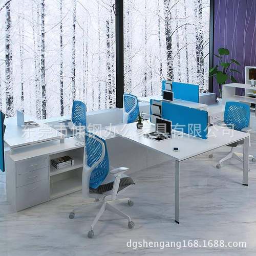 时尚四人位办公桌职员屏风卡位简约板式电脑桌东莞办公家具