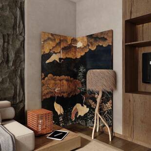 屏风隔断客厅可移动折叠现代简约入户遮挡办公室装饰仙鹤双面折屏