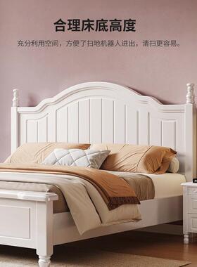 G&美式轻奢实木床1.8m现代简约单双人床次卧白色公主床奶油风儿童