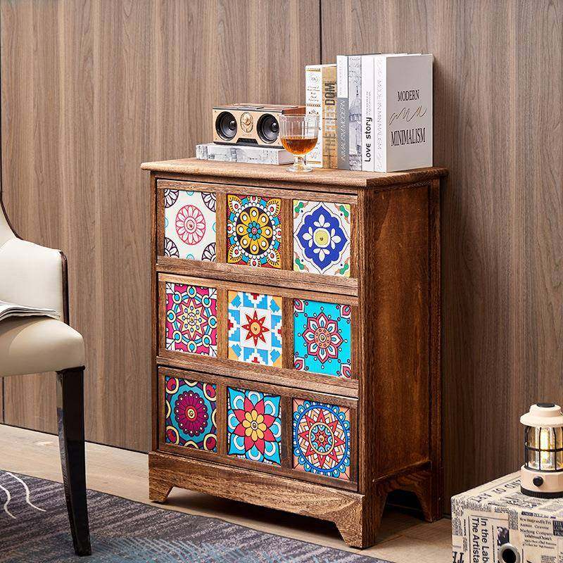 美式抽屉式收纳柜田园复古储物柜实木彩绘斗柜民宿置物餐边柜,纺织面料/辅料/配套,纺织机械配件,淘宝优惠券,粉丝福利购,淘宝优惠卷