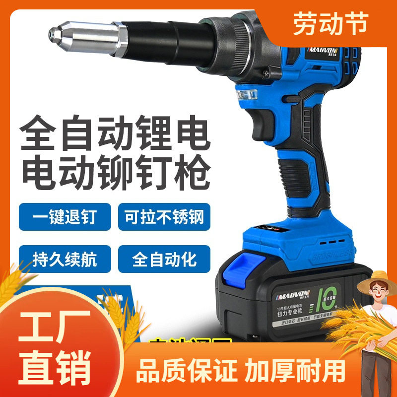 电动拉钉铆枪抽芯铆钉枪拉铆枪柳冒卯钉抢全自动螺母枪锂电拉丁曼