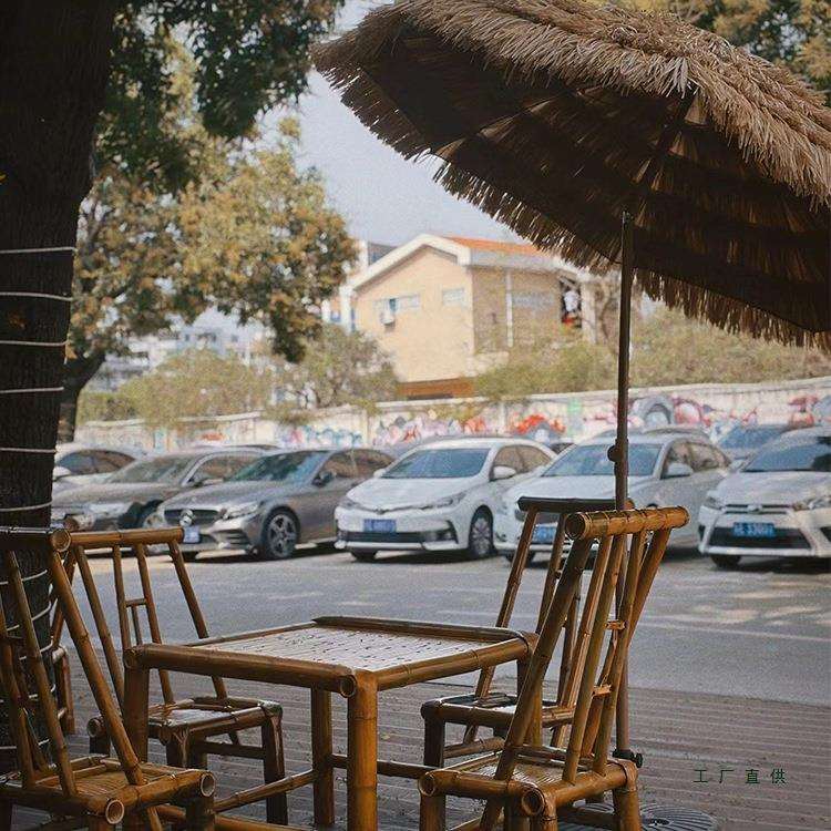 户外庭院竹桌椅组合竹桌子手工竹椅子围炉煮茶火锅八仙桌正长方形