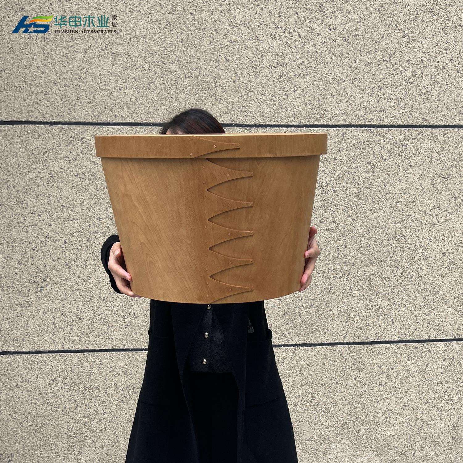 夏克盒复古收纳盒木质椭圆形收纳筐床头柜木制收纳桌面整理装饰摆