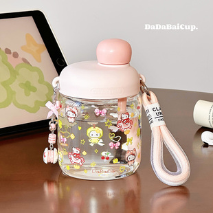 高硼硅水杯玻璃杯女生高颜值2026新款耐高温kt猫咖啡杯子女孩夏天