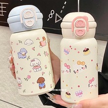高颜值吸管杯子保温杯女生新款2025双饮便携可爱学生儿童水杯kt猫