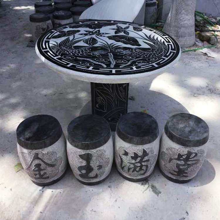 厂家大量生产各种石雕 圆桌 青石凳 花岗岩石桌 公园景区装饰桌子