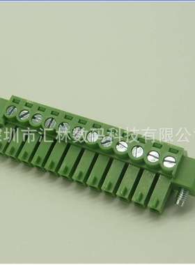 替代dinkle接线端子EC381VM-12P带耳插头-黑色/绿色-3.81穿墙端子