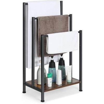 多层毛巾架浴室置物架简约室内落地衣架收纳挂衣架家用黑