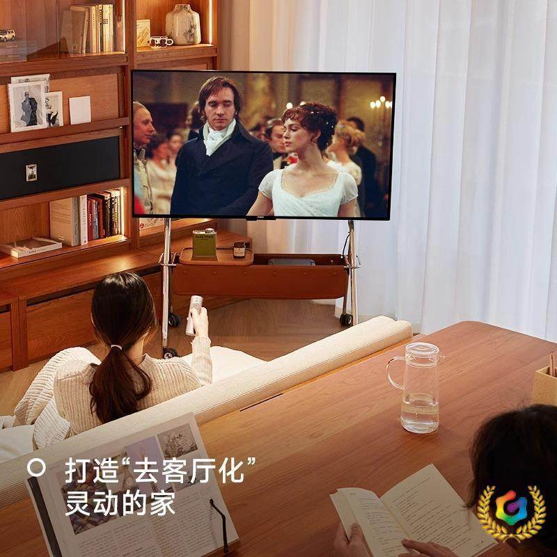 溜溜电视移动支架复古落地可移动实木电视柜边几展架立式落地式桌