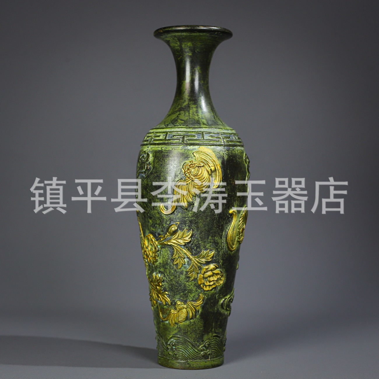 批发仿古铜五福花瓶摆件铜瓶仿青铜花瓶家居办公摆设