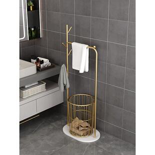 铁艺卫生间浴室浴缸边置物架落地轻奢岩板浴巾毛巾收纳架子脏