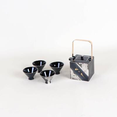 中式梁黑色描IAG银提壶具茶新摆件售楼处样版房茶室茶桌禅意软装