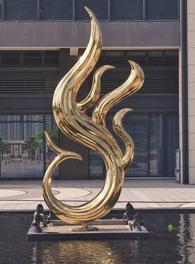 摆代时尚金属现电镀钛金件水池观小品不锈钢凤凰不锈钢凤雕塑厂景