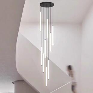 楼约梯吊灯条复式 楼别506墅现代简公寓转L旋OFT长吊灯客厅楼梯间