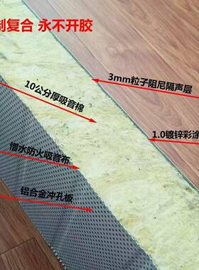 定制粒子阻隔吸音板墙尼面彩钢冲孔岩棉加隔声音毡声屏障100678mm