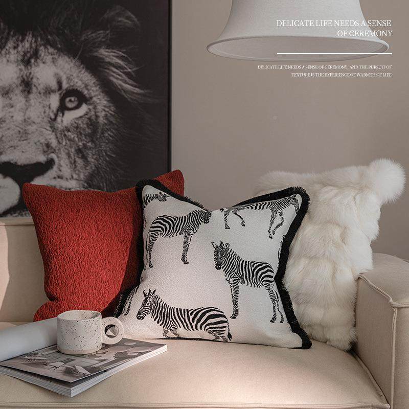 2203新抱款法式级感客厅20232沙发靠垫枕样板间床高头靠枕斑马纹,居家布艺,抱枕被,淘宝优惠券,粉丝福利购,淘宝优惠卷