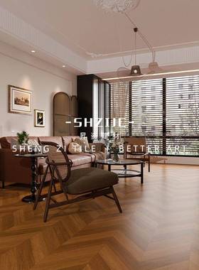 式复古风美拉德瓷砖雕鱼骨精木法砖600x1612J201200客纹厅地砖卧