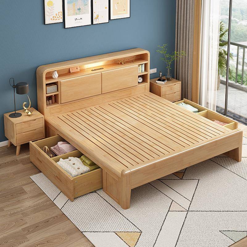 卧北灯欧实木YF-668硬床.8软靠带夜双人大床11.5m现代简约小户型