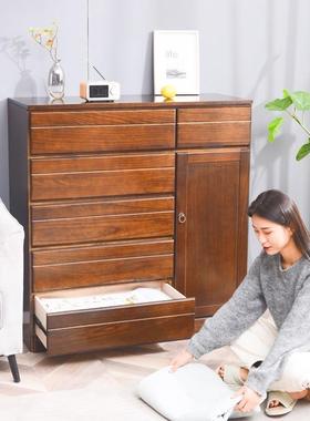 实木五斗五柜MXK简约现储柜卧室抽屉式代收纳柜子物带门六斗橱
