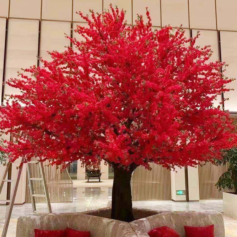 树供应喜庆节日祈福树酒店公园商业真饰街装红色26453仿桃花新年