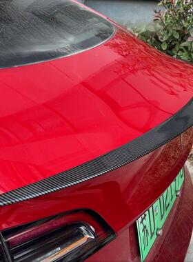 适原用Model于3吹塑版尾翼后扰流定风翼厂P真碳纤维纹730汽车版尾