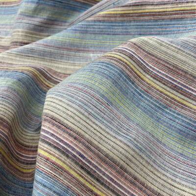 条纯EFM亚麻色织彩洗春秋亚麻砂布织料名族风森系风格色彩条布