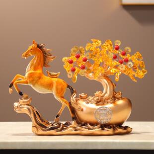 新BTQ中式马上电发财树摆开件玄客厅视柜关家居装饰品乔迁新家业