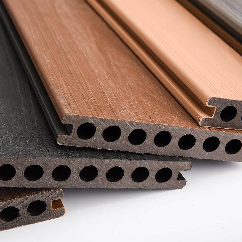 外家圆孔共挤地板共挤地EWI塑木厂地板户阳台露台庭院木塑板