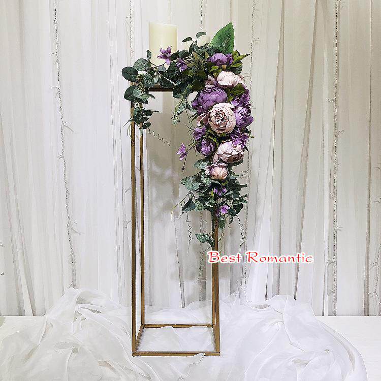 几何路引烤漆婚节庆道具金色铁艺方框花架装TDG台背景饰摆放庆用T