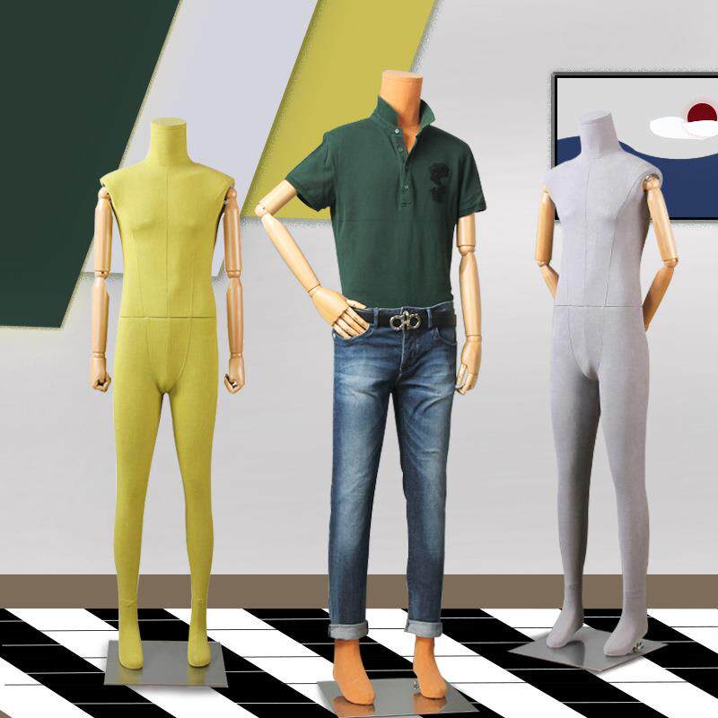 服装店男全身模特道具展示架潮服彩色包布无头衣架高档橱窗假人偶