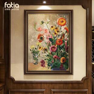 美式玄关装饰画入户正对门走廊过道挂画大芬村油画欧式复古壁画