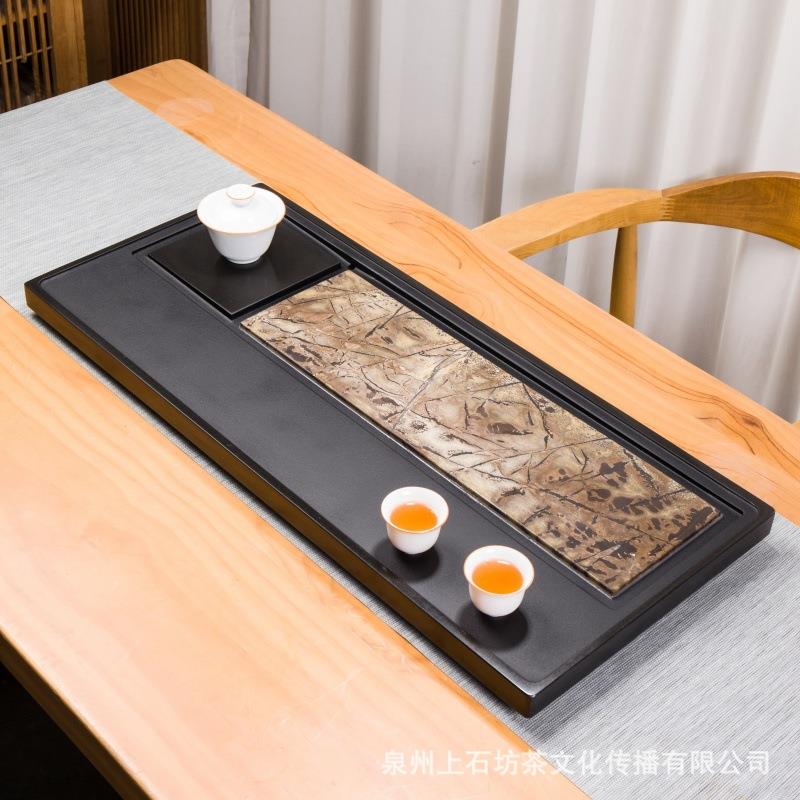 茶盘乌金石国画石整块天然原石高端轻奢茶海家用客厅办公茶具茶台