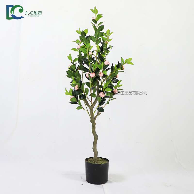 仿真茶花树 原厂家研发小型盆栽绿植百搭摆件 新款微造景装饰小树