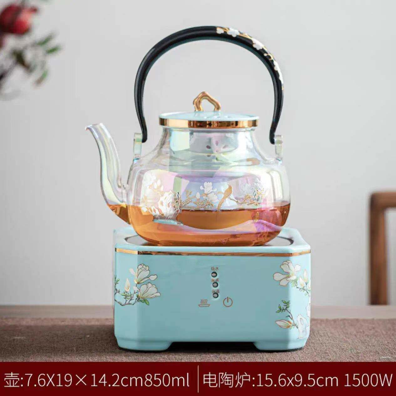 兴德堂电陶炉煮茶器陶瓷网红自动茶具茶壶茶烧水玻璃蒸茶金银烧壶