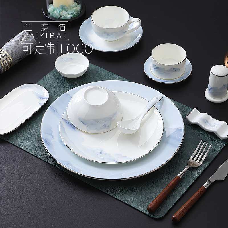 新款酒店摆台餐具套餐国风云海高端铂金骨瓷圆盘餐厅骨碟茶杯商用,电子元器件市场,其它元器件,淘宝优惠券,粉丝福利购,淘宝优惠卷