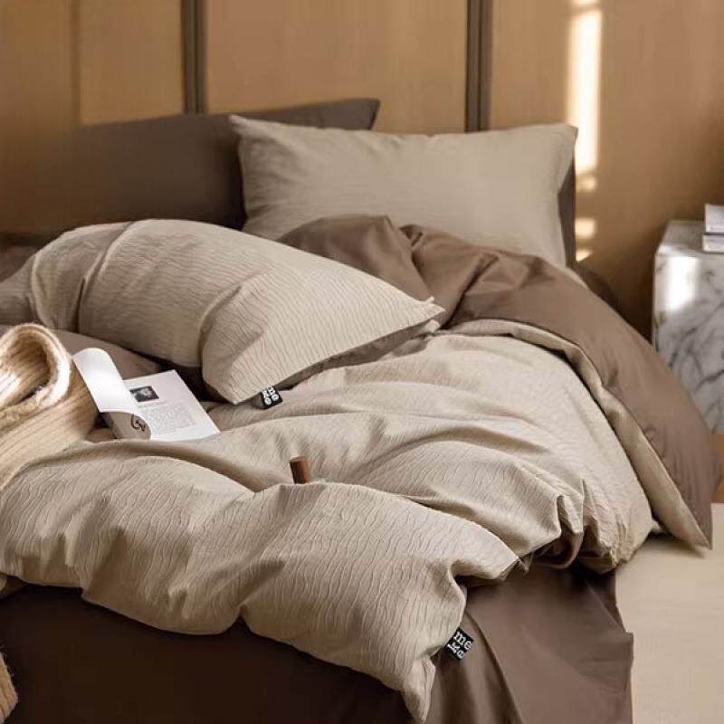 40S纯棉床上四件套2025新款被套四季通用床单床笠三件套套件