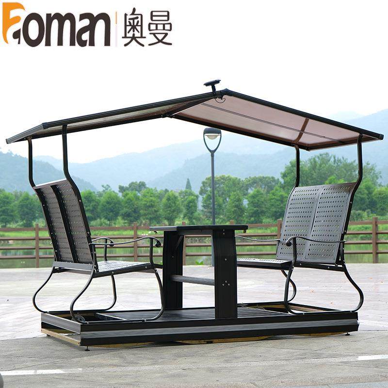 外力摇摇动椅庭院摇铝网秋千动式四人秋千桌椅带顶蓬户户外别墅动
