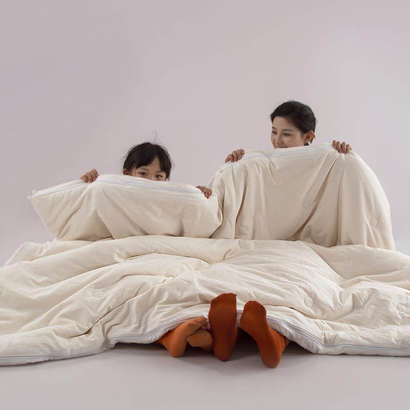 A类全棉60支提花51%大豆纤维被二合一大豆子母被双胎加厚保暖冬季