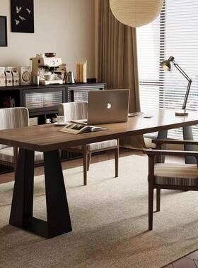 意式大板桌家工用办后公学习桌法桌双人实木作台书横厅沙发KKD长