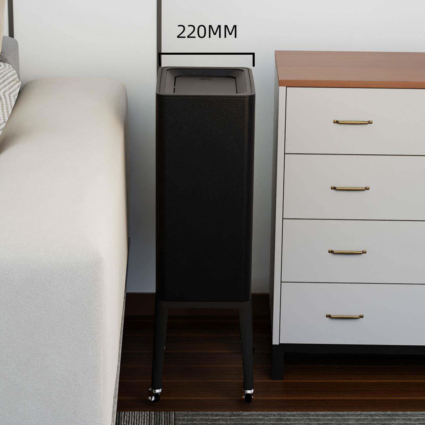 可动带轮子高脚可移移家免弯锈腰高脚垃圾桶用别墅客厅厨房方形不