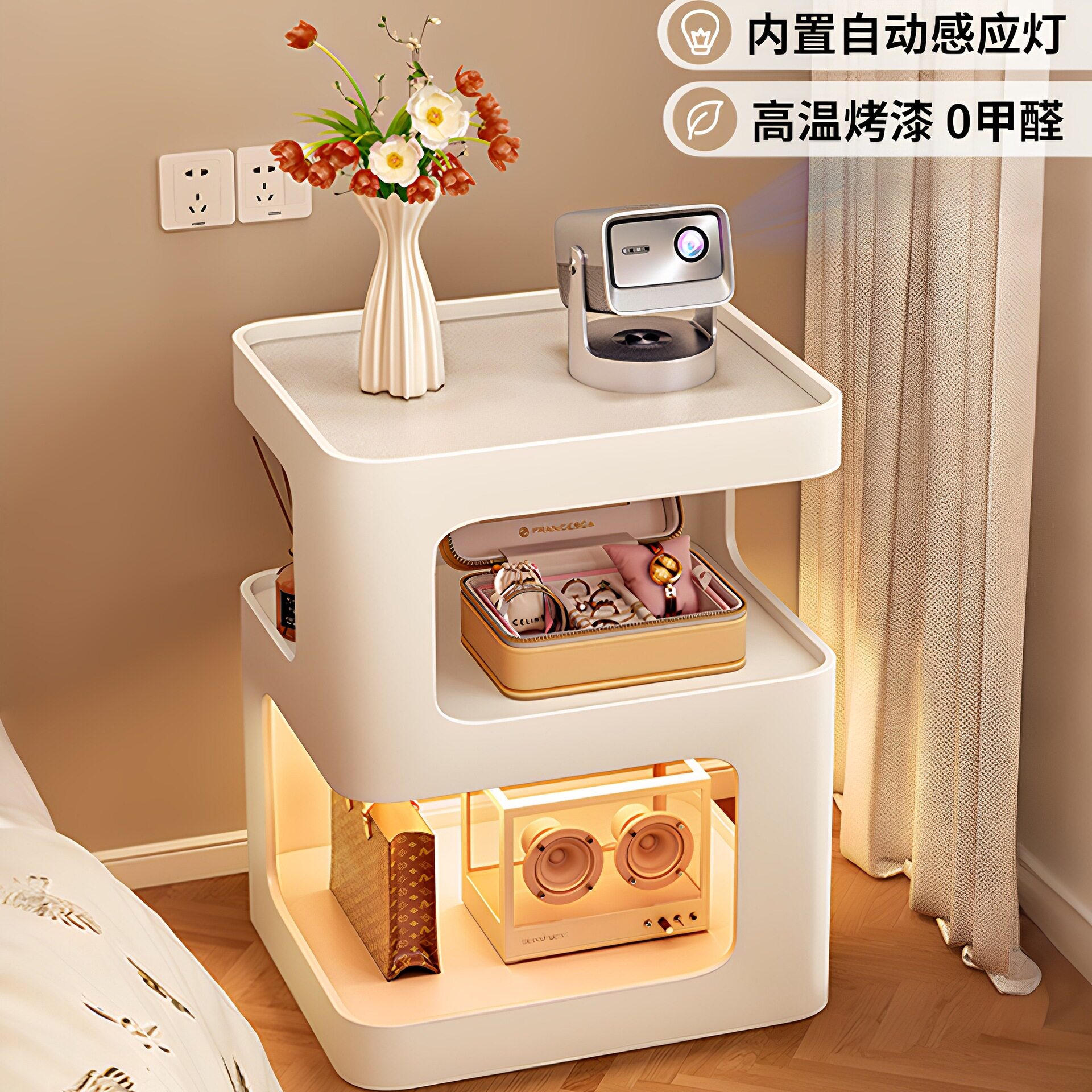 无甲醛床头柜家用卧室2025替代品床头小型铁艺沙发边几置物架整装