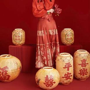 油纸灯笼摄影TLC灯笼组婚合套中式竹编中国风庆婚礼传统婚结喜庆