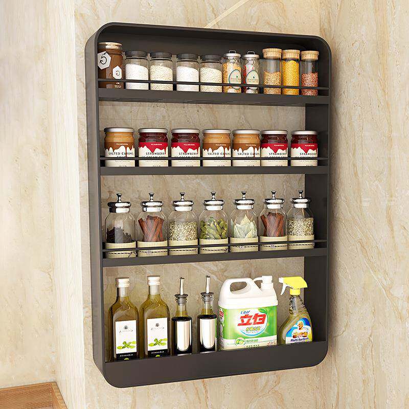 厨房置物架调料架壁挂收免打孔转FGR墙上架多层加宽纳子调味角品