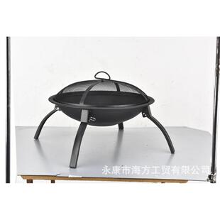 外22寸炉火盆形家室用铁质木炭取暖炉圆火火盆两用烧烤架烧YF-FP0