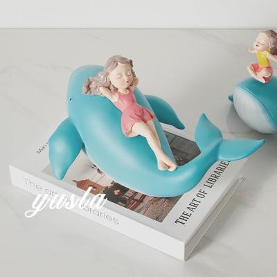 鲸鱼卡通可008爱树脂门儿口童房电视柜设摆板间橱窗摆件工样艺品